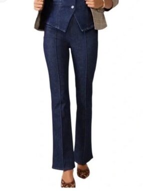 Spanx Denim Demi Boot Raw Indigo High Rise Jeans Pintuck Pants Size XL